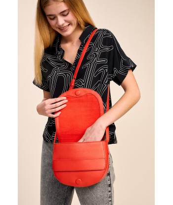 ALIBY - Sac besace orange foncé en cuir lisse - petit modèle une grave pollution 