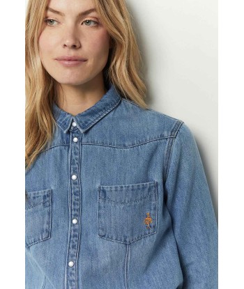 CUSTOM - Chemise en jean bleu broderie danseuse vente chaude votre 