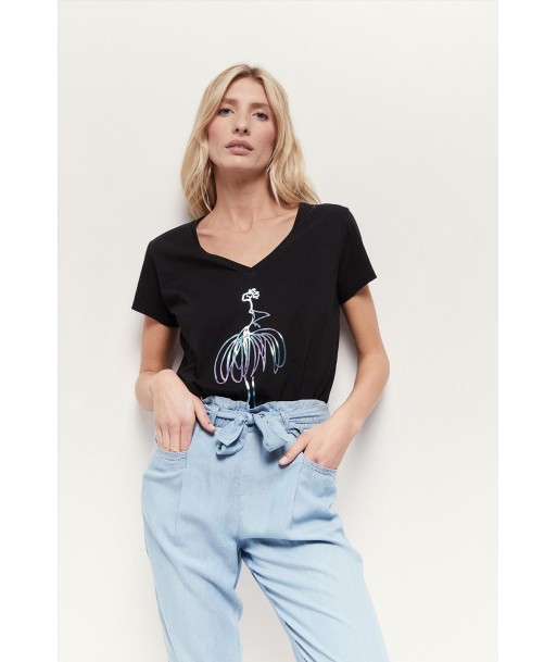 T-shirt noir manches courtes ou a consommer sur place