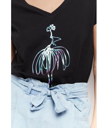 T-shirt noir manches courtes ou a consommer sur place