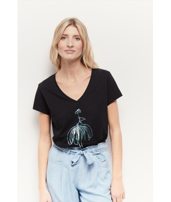 T-shirt noir manches courtes ou a consommer sur place