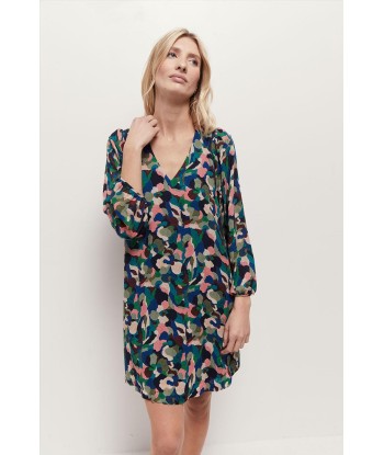 RHINA - Robe indigo à imprimé camouflage de France