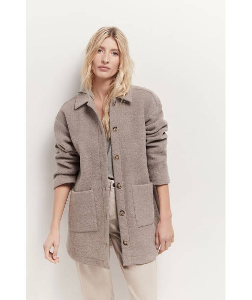 DANNY - Manteau mi-long sand en laine bouillie 2023