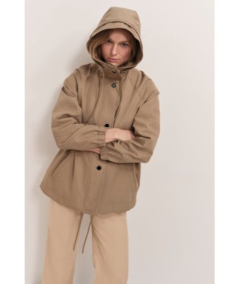 DYMAS - Parka courte almond avec zips côtés la livraison gratuite