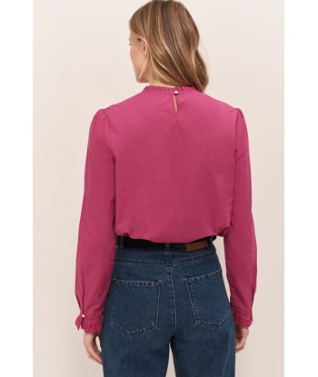 CRISTAL - Blouse fuchsia col collerette avec dentelle Venez découvrir notre 