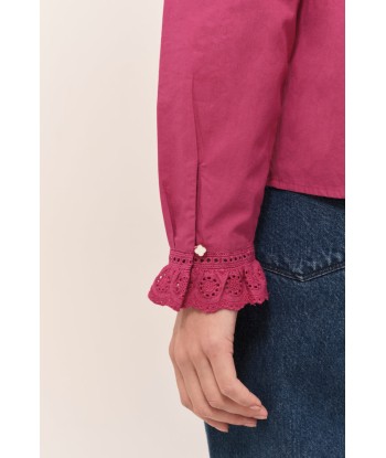 CRISTAL - Blouse fuchsia col collerette avec dentelle Venez découvrir notre 