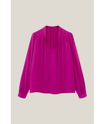 CYRILLE - Blouse fuchsia fluide à col lavallière pour bénéficier 