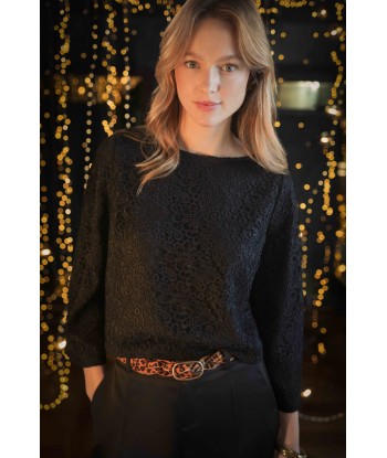 COLLIE - Blouse noire en dentelle 50-70% off 