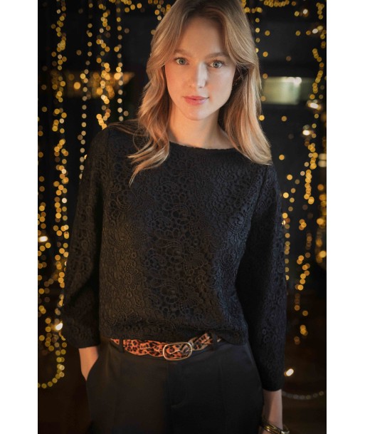 COLLIE - Blouse noire en dentelle 50-70% off 