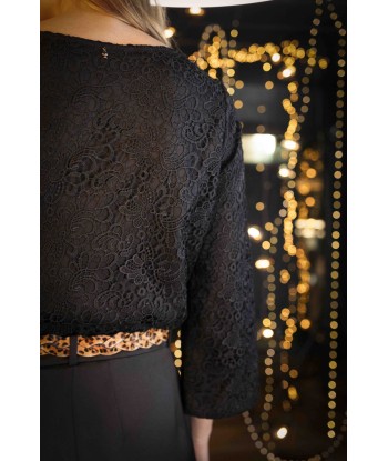 COLLIE - Blouse noire en dentelle 50-70% off 