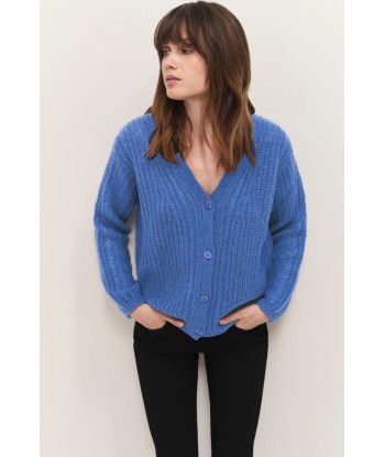 TIM  - Cardigan céleste blue tricot à encolure V profonde store