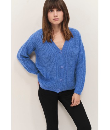 TIM  - Cardigan céleste blue tricot à encolure V profonde store