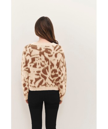 TAMAR - Cardigan beige tricot à motif safari d'hiver réversible devant/dos Jusqu'à 80% De Réduction