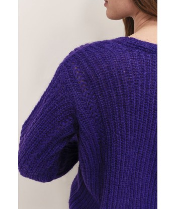 TIM  - Cardigan purple tricot à encolure V profonde la livraison gratuite