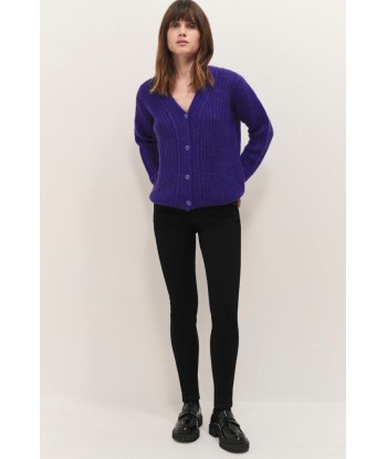 TIM  - Cardigan purple tricot à encolure V profonde la livraison gratuite