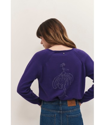 TOWSVILLE - Pull purple tricot fantaisie Intarsia lurex danseuse dos JUSQU'A -70%! 