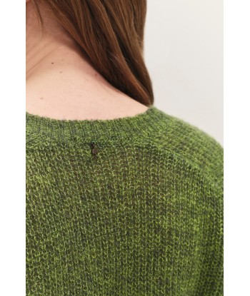 TASHA - Pull olive tricot fantaisie le des métaux précieux