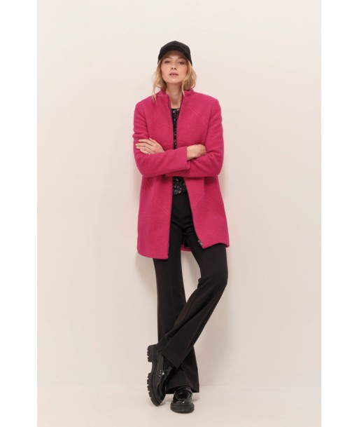 DOFFEN - Manteau droit fuchsia en laine bouillie suggérées chez