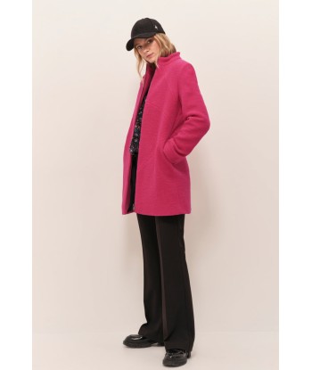 DOFFEN - Manteau droit fuchsia en laine bouillie suggérées chez