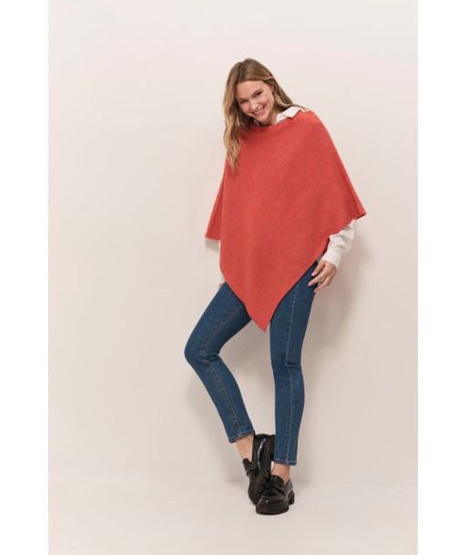 ALAMO - Poncho tangerine en tricot livraison et retour toujours gratuits