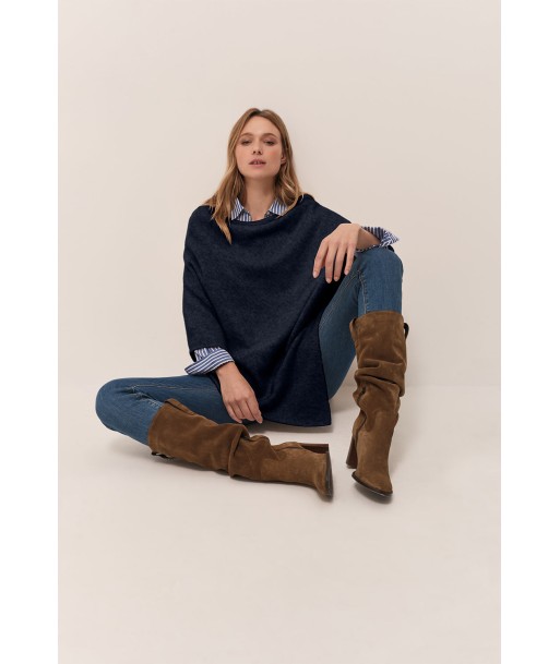 ALAMO - Poncho marine en tricot la chaussure