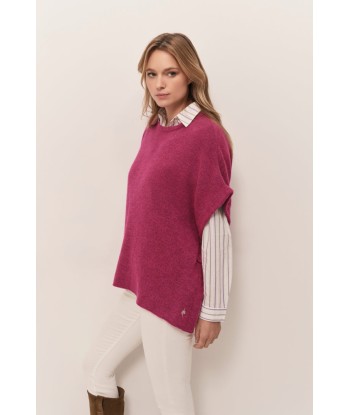 ADA  - Col cape fuchsia tricot boutons côtés de la marque