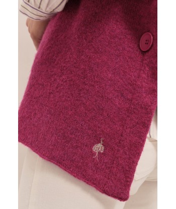 ADA  - Col cape fuchsia tricot boutons côtés de la marque