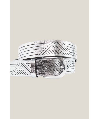 ANJA - Ceinture silver en cuir métallisé et lignes graphiques fabriquée en France Voir les baskets