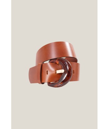 ALIA -Ceinture large toffee en cuir lisse boucle résine fantaisie fabriquée en France acheter en ligne