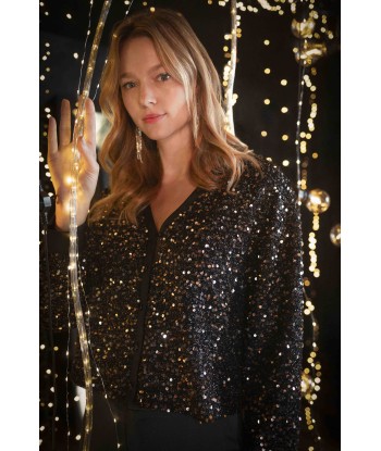 CLIVE - Chemise platine brodée sequins français