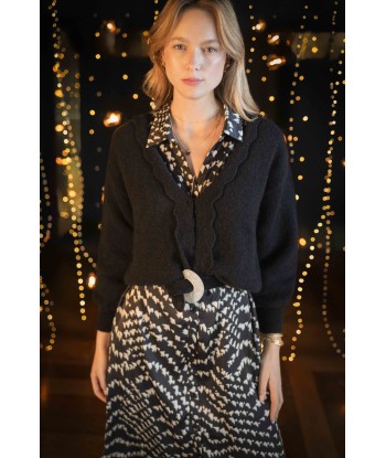 TAIGA - Cardigan noir tricot réversible devant/dos Découvrez la collection