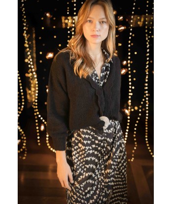 TAIGA - Cardigan noir tricot réversible devant/dos Découvrez la collection