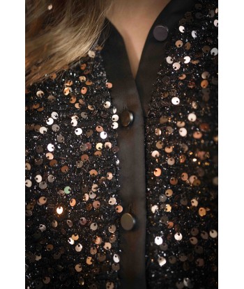 CLIVE - Chemise platine brodée sequins français