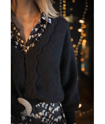 TAIGA - Cardigan noir tricot réversible devant/dos Découvrez la collection