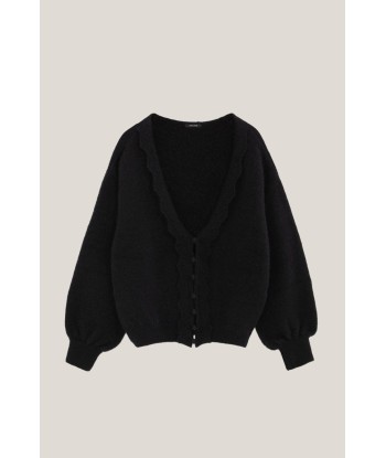 TAIGA - Cardigan noir tricot réversible devant/dos Découvrez la collection