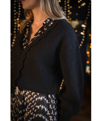 TAIGA - Cardigan noir tricot réversible devant/dos Découvrez la collection