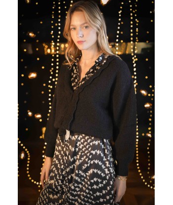 TAIGA - Cardigan noir tricot réversible devant/dos Découvrez la collection