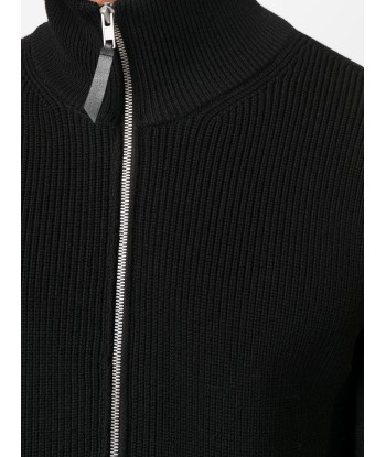 Ribbed Knit Zip Up Cardigan pas cheres