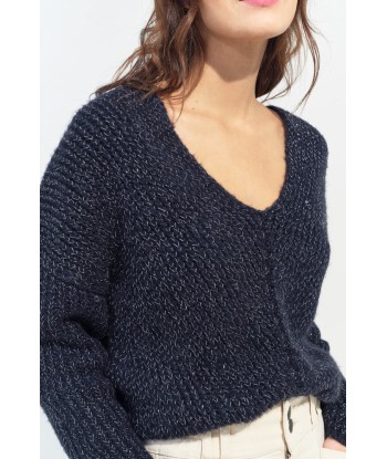 TIMEO - Pull marine tricot lurex encolure V devant/dos le concept de la Pate a emporter 