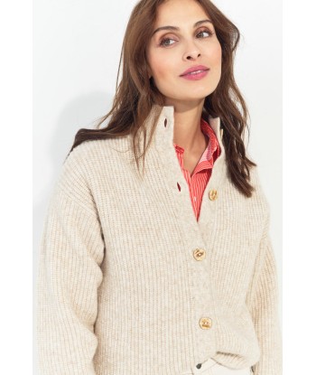 TIANA - Cardigan beige tricot à col montant votre restaurant rapide dans 