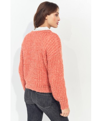 TIAGO - Pull orange tricot réversible devant/dos Venez découvrir notre 