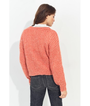 TIAGO - Pull orange tricot réversible devant/dos Venez découvrir notre 