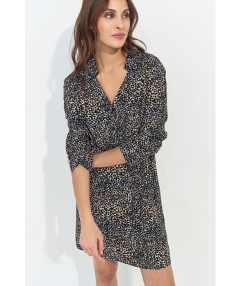 RAKEL - Robe chemise noire Lenzing Ecovero camouflage d'été Livraison rapide