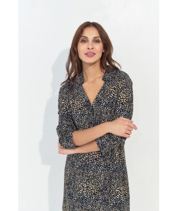 RAKEL - Robe chemise noire Lenzing Ecovero camouflage d'été Livraison rapide