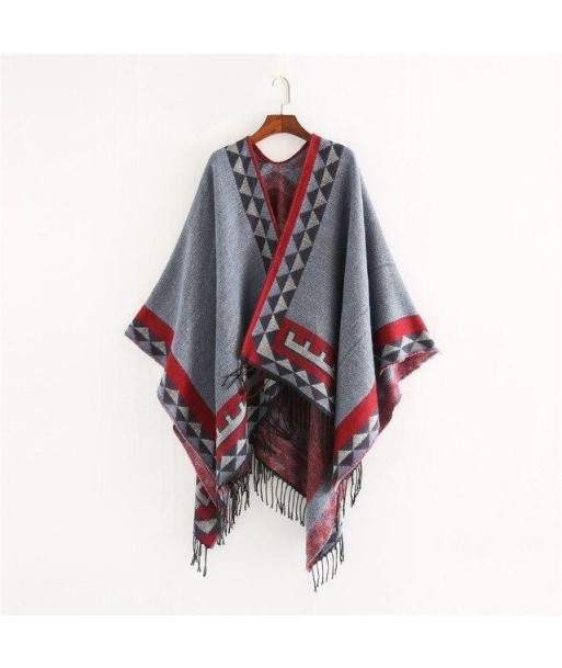 Poncho Indien Gris et Rouge chez Cornerstreet bien 