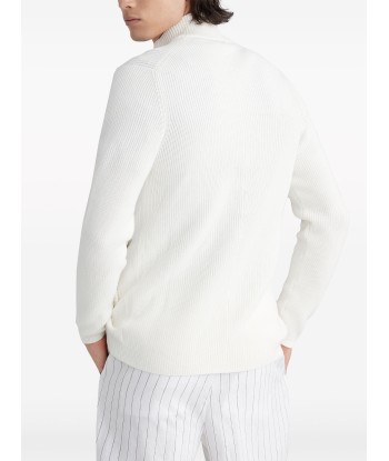 Ribbed Knit Double Breasted Cardigan pas chere