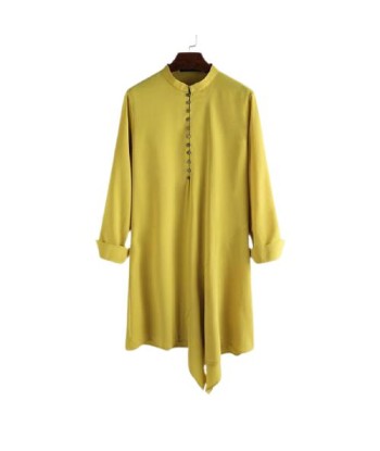 Kurta Indien Jaune a boutons livraison gratuite