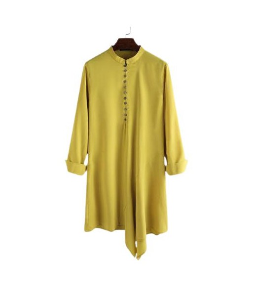 Kurta Indien Jaune a boutons livraison gratuite