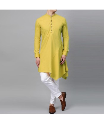 Kurta Indien Jaune a boutons livraison gratuite