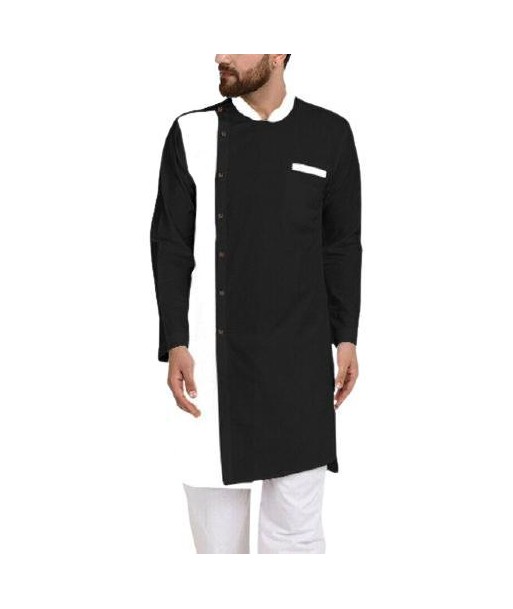 Kurta Indien Bicolore Noir et Blanc outlet